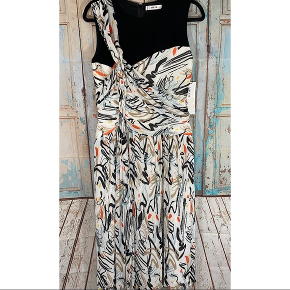 Adeam- NWT! Midi Combo Print Shoulder Detail Dress - Picture 5 of 16